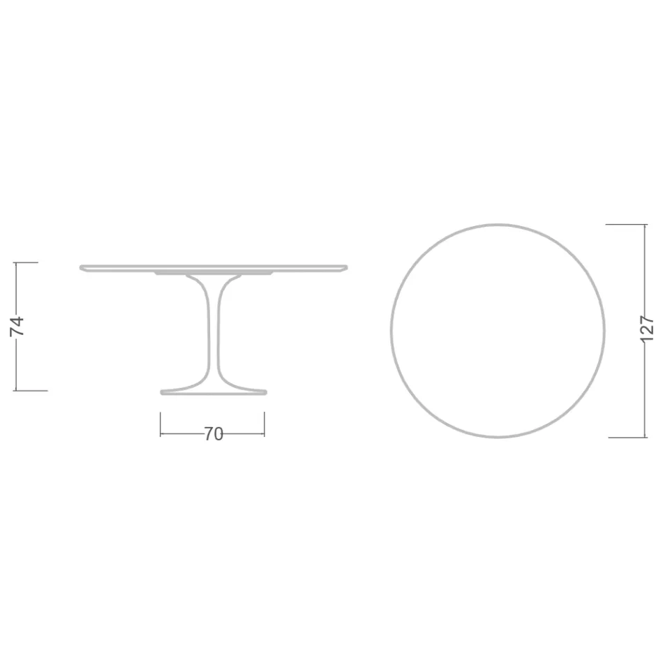 Mesa Tulipán de Eero Saarinen, 74 cm de altura, en cerámica Somnia, fabricada en Italia - Escarlata Viadurini