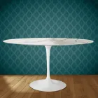 Mesa Tulipán de Eero Saarinen, 74 cm de altura, ovalada, de cerámica brillante, fabricada en Italia - Escarlata Viadurini