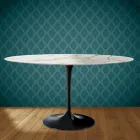 Mesa Tulipán de Eero Saarinen, 74 cm de altura, ovalada, de cerámica brillante, fabricada en Italia - Escarlata Viadurini
