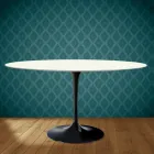 Mesa Tulipán de Eero Saarinen, 74 cm de altura, ovalada, en cerámica Moonè, fabricada en Italia - Escarlata Viadurini