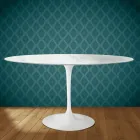 Mesa Tulipán de Eero Saarinen, ovalada, de 74 cm de altura, en cerámica Salina, fabricada en Italia - Escarlata Viadurini