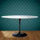 Mesa Tulipán de Eero Saarinen, ovalada, de 74 cm de altura, en cerámica Salina, fabricada en Italia - Escarlata Viadurini