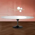 Mesa Tulipán de Eero Saarinen, 74 cm de altura, ovalada, en laminado líquido, fabricada en Italia - Escarlata Viadurini