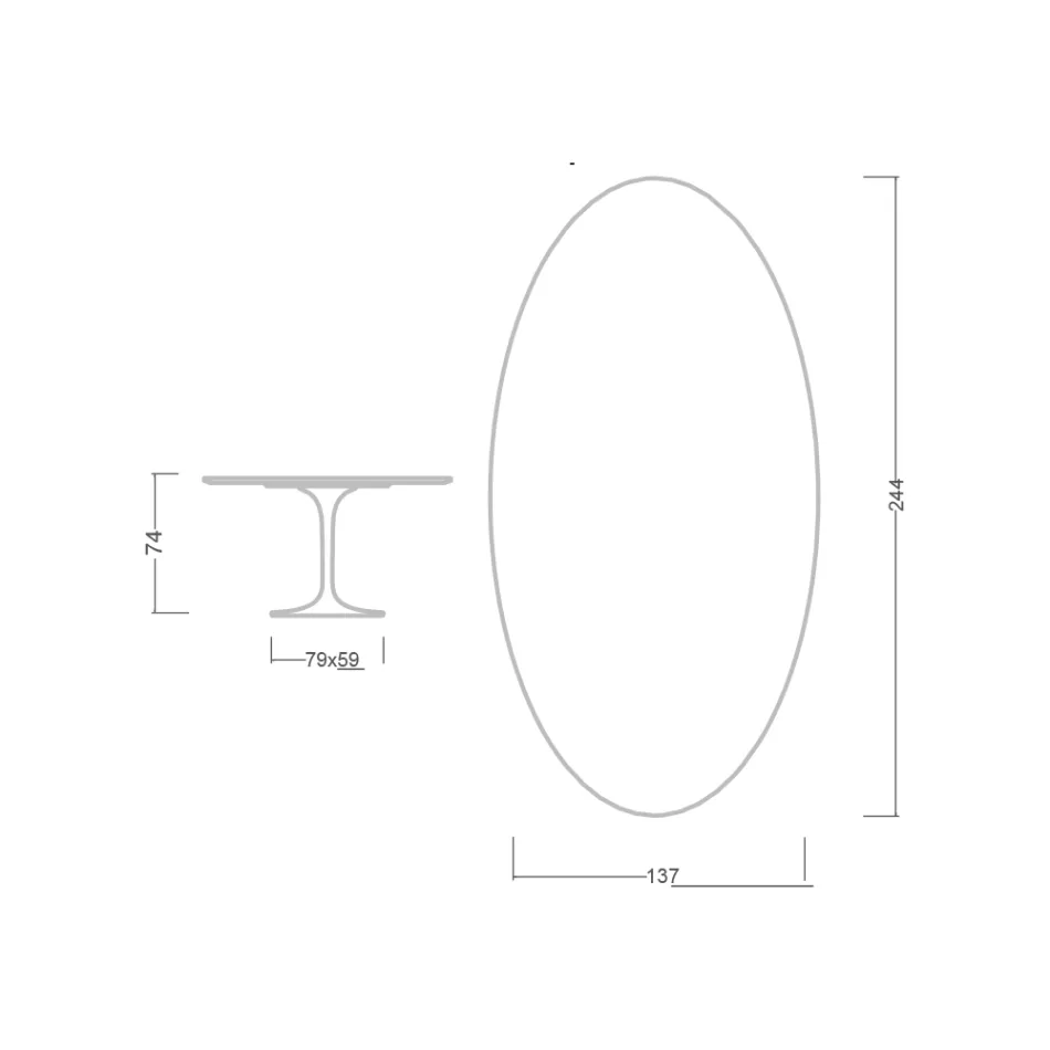 Eero Saarinen Mesa Tulip H 74 Ovalada en Mármol Emperador Oscuro Made in Italy - Escarlata Viadurini
