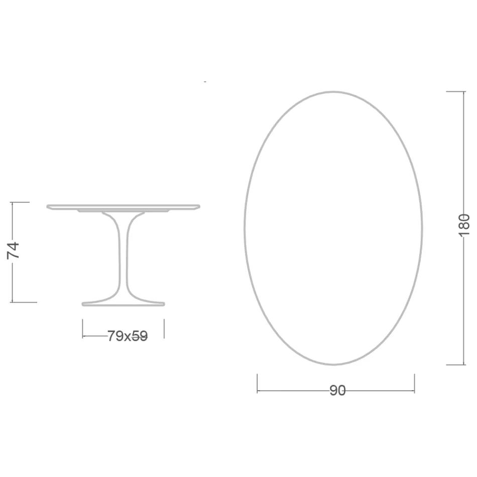 Eero Saarinen H 74 Mesa Tulipán Ovalada en Mármol Verde Alpi Made in Italy - Escarlata Viadurini