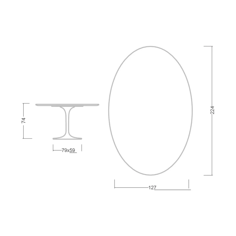 Eero Saarinen H 74 Mesa Tulipán Ovalada en Mármol Verde Alpi Made in Italy - Escarlata Viadurini