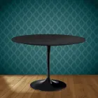 Mesa Tulip de Eero Saarinen, redonda, de 74 cm de altura, en cerámica Domoos, fabricada en Italia - Escarlata Viadurini