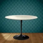 Mesa Tulip de Eero Saarinen, redonda, de 74 cm de altura, en cerámica Marmorio, fabricada en Italia - Escarlata Viadurini