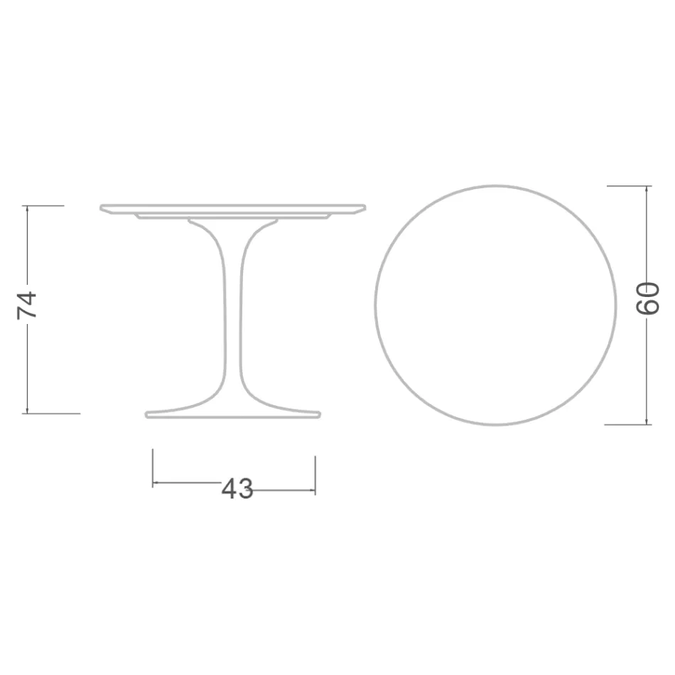 Mesa Tulip de Eero Saarinen, redonda, de 74 cm de altura, en cerámica Moonè, fabricada en Italia - Escarlata Viadurini