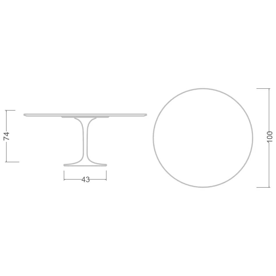 Mesa Tulip de Eero Saarinen, redonda, de 74 cm de altura, en cerámica Moonè, fabricada en Italia - Escarlata Viadurini