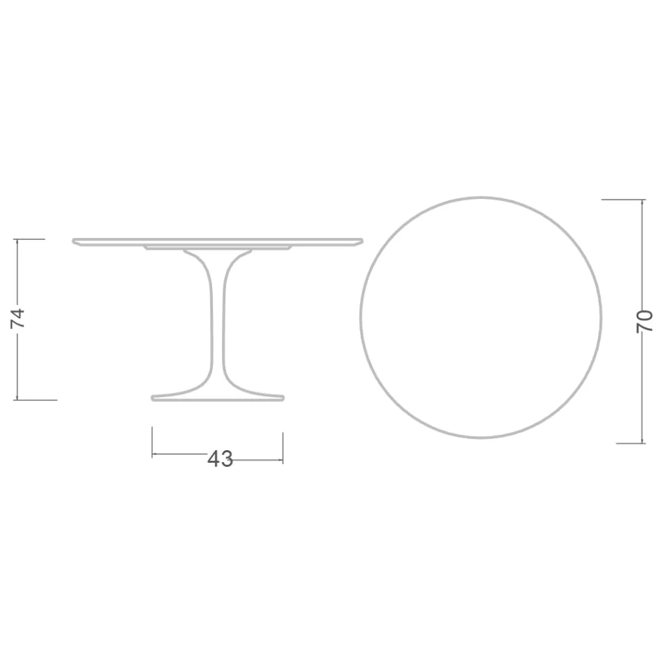 Mesa Tulip de Eero Saarinen, redonda, de 74 cm de altura, en cerámica Salina, fabricada en Italia - Escarlata Viadurini