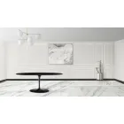 Mesa Tulip Eero Sarinen H 73 Extensible Ovalada en Laminado Líquido Negro - Escarlata Viadurini