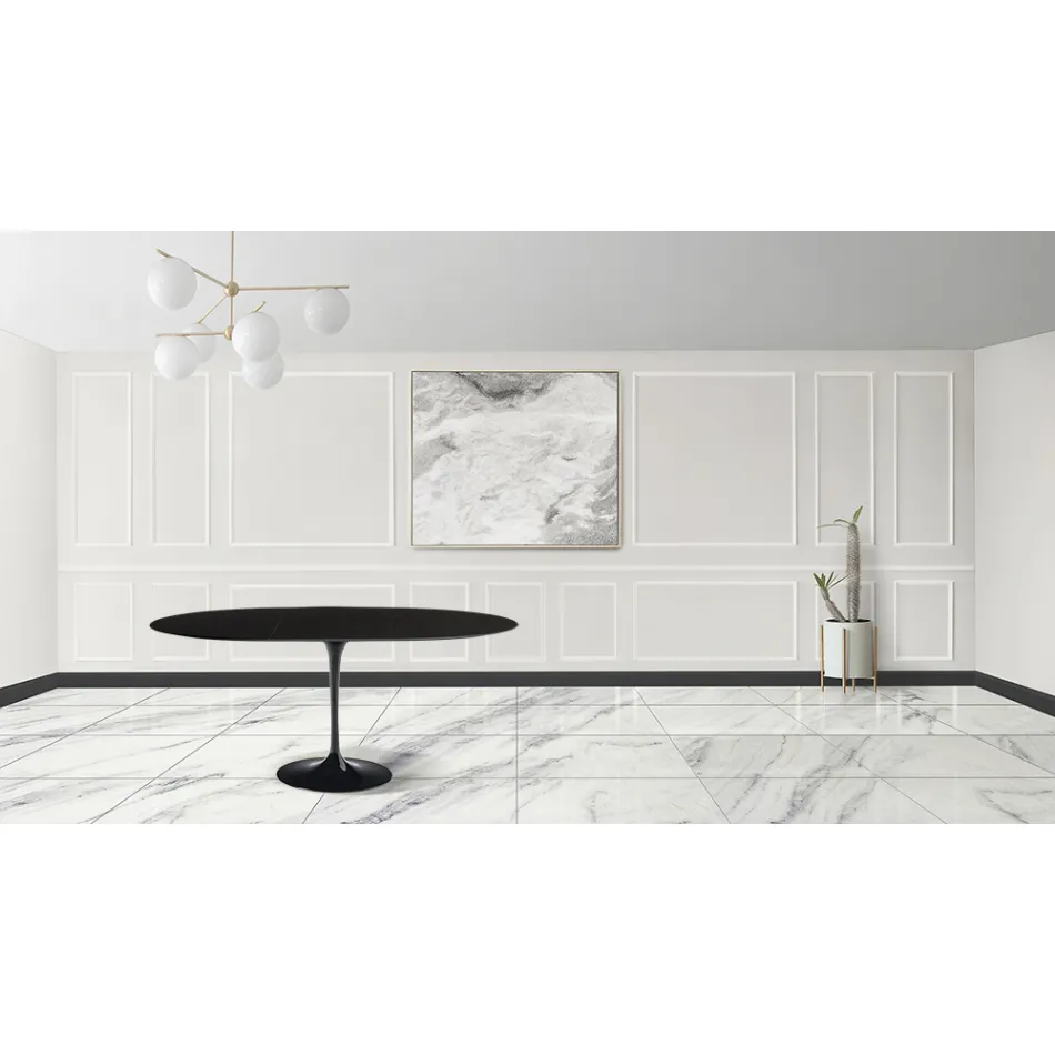 Mesa Tulip Saarinen H 73 Extensible en Laminado Líquido Negro Made in Italy - Escarlata Viadurini