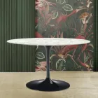Mesa Tulip Saarinen H 73 con Tapa Ovalada en Mármol de Carrara Made in Italy - Escarlata Viadurini
