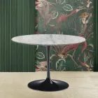 Mesa Tulip Saarinen H 73 con Tapa Redonda en Mármol Arabescato Made in Italy Viadurini