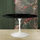 Mesa Tulip Saarinen H 73 con Tapa Redonda en Marmol Negro Marquinia Made in Italy - Escarlata Viadurini