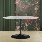 Mesa Tulip Saarinen H 73 Ovalada en Mármol de Carrara Statuarietto Made in Italy - Escarlata Viadurini
