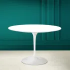 Mesa Tulip Saarinen H 73 Redonda en Cerámica Blanco Absoluto Made in Italy - Escarlata Viadurini