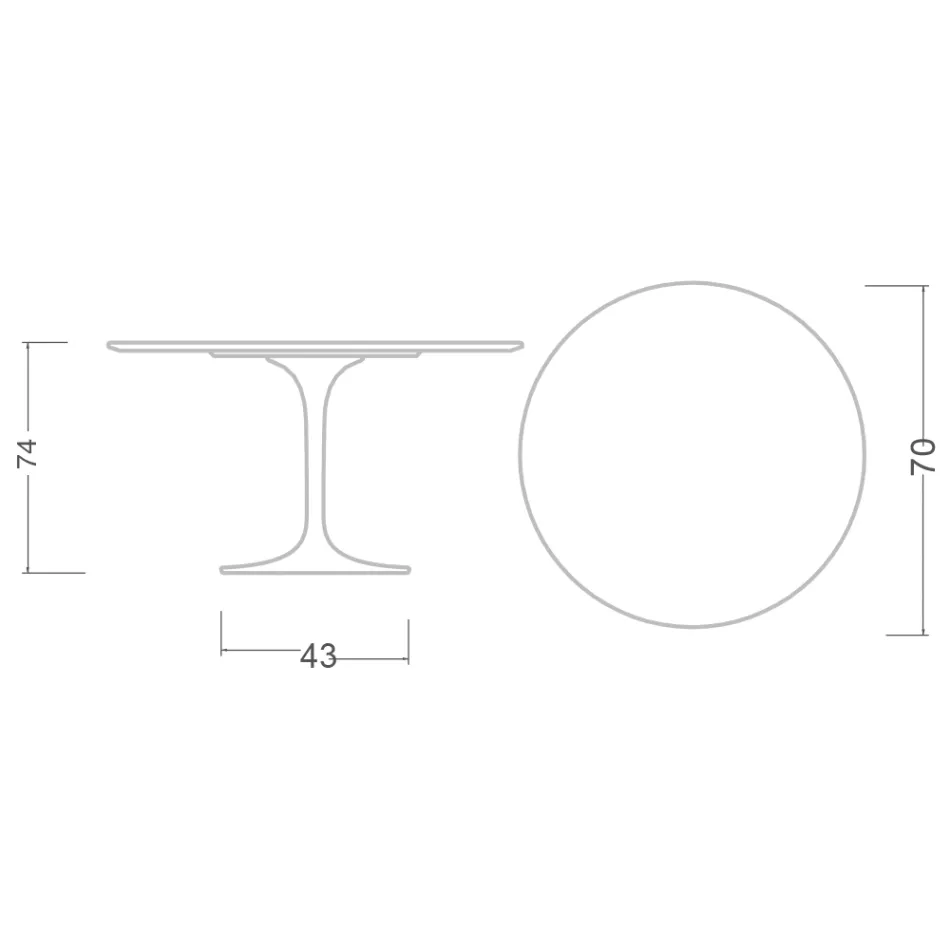 Mesa Tulip Saarinen H 73 Redonda en Cerámica Calacatta Michelangelo - Escarlata Viadurini