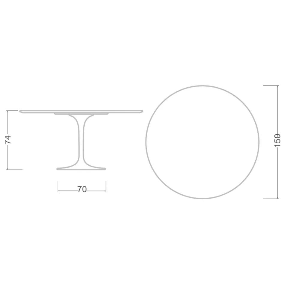 Mesa Tulip Saarinen H 73 Redonda Cerámica Invisible Select Made in Italy - Escarlata Viadurini