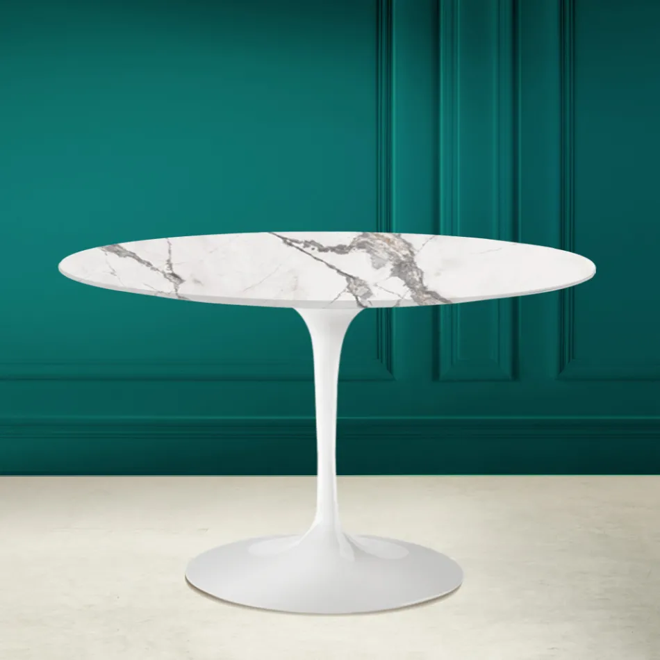 Mesa Tulip Saarinen H 73 Redonda Cerámica Invisible Select Made in Italy - Escarlata Viadurini