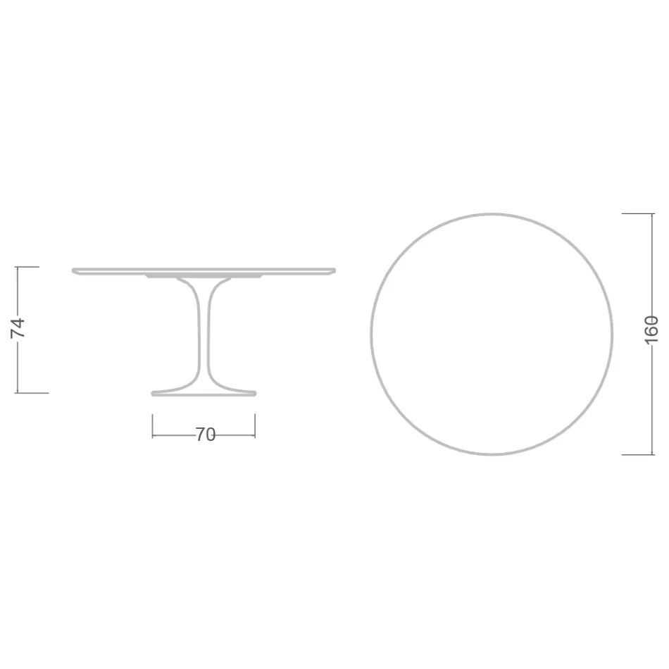 Mesa Tulip Saarinen H 73 Redonda Cerámica Invisible Select Made in Italy - Escarlata Viadurini