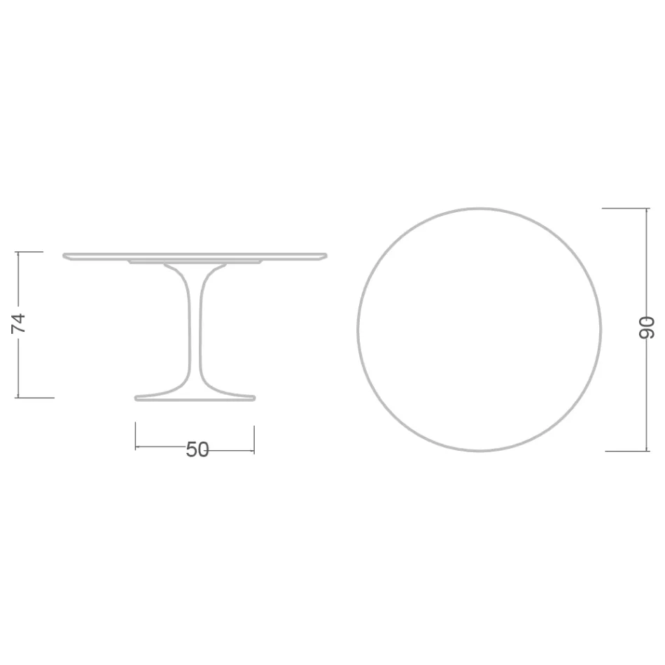 Mesa Tulip Saarinen H 73 Redonda Cerámica Invisible Select Made in Italy - Escarlata Viadurini