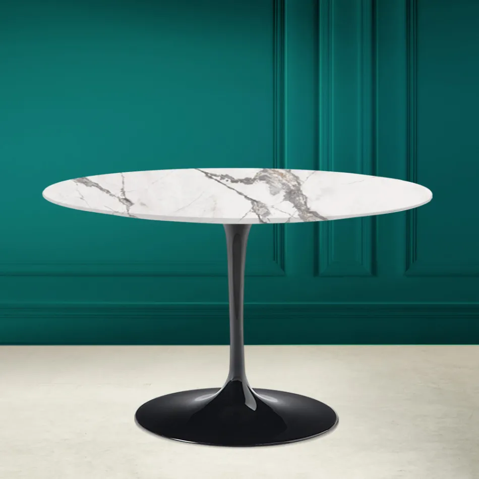 Mesa Tulip Saarinen H 73 Redonda Cerámica Invisible Select Made in Italy - Escarlata Viadurini