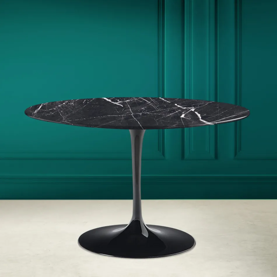 Mesa Tulip Saarinen H 73 Redonda en Cerámica Marquinia Made in Italy - Escarlata Viadurini