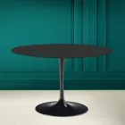 Mesa Tulip Saarinen H 73 Redonda en Cerámica Negra Suave Made in Italy - Escarlata Viadurini