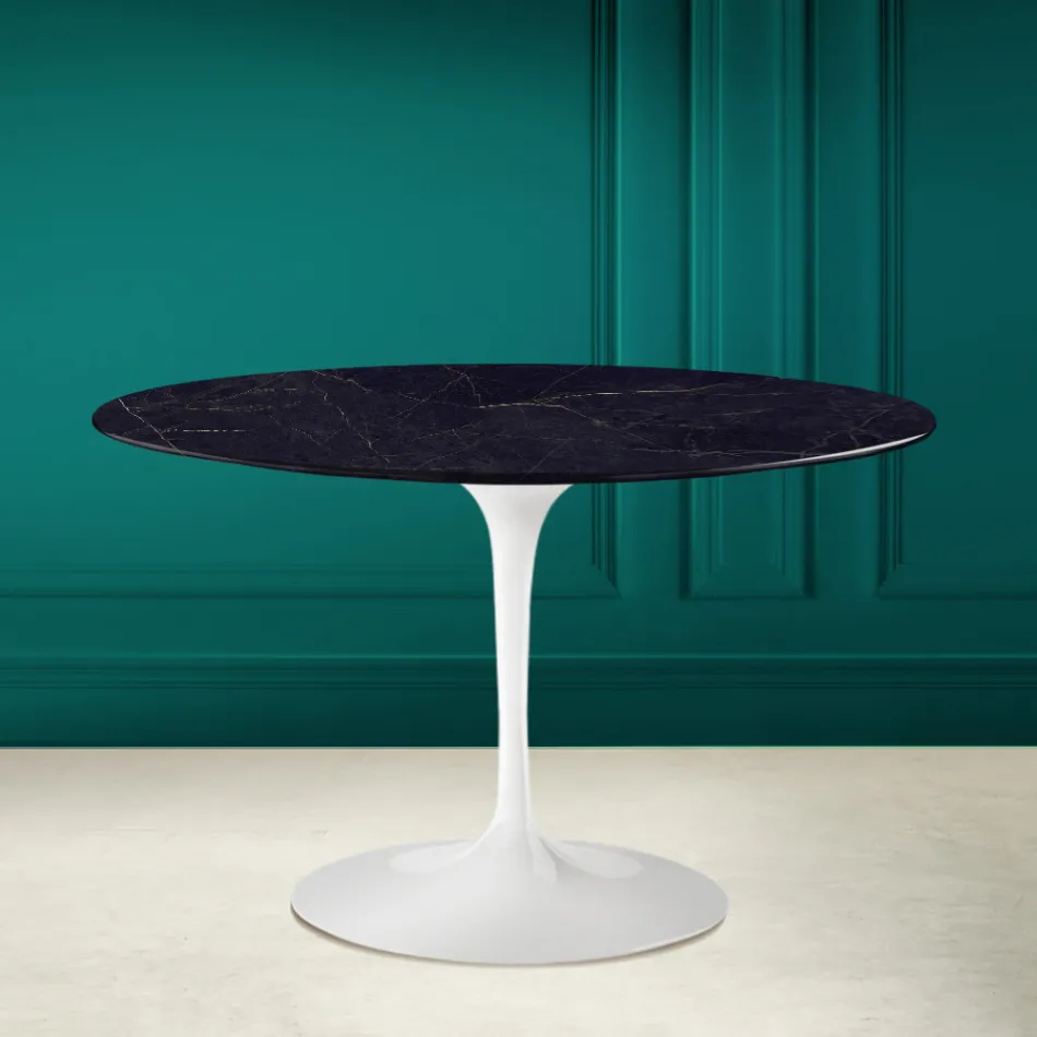Mesa Tulip Saarinen H 73 Redonda Cerámica Noir Laurent Made in Italy - Escarlata Viadurini