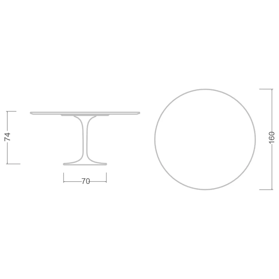 Mesa Tulip Saarinen H 73 Redonda Cerámica Noir Laurent Made in Italy - Escarlata Viadurini