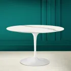 Mesa Tulip Saarinen H 73 Redonda en Cerámica Estatuaria Veta Llena Made in Italy - Escarlata Viadurini