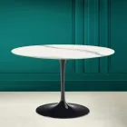 Mesa Tulip Saarinen H 73 Redonda en Cerámica Estatuaria Veta Llena Made in Italy - Escarlata Viadurini