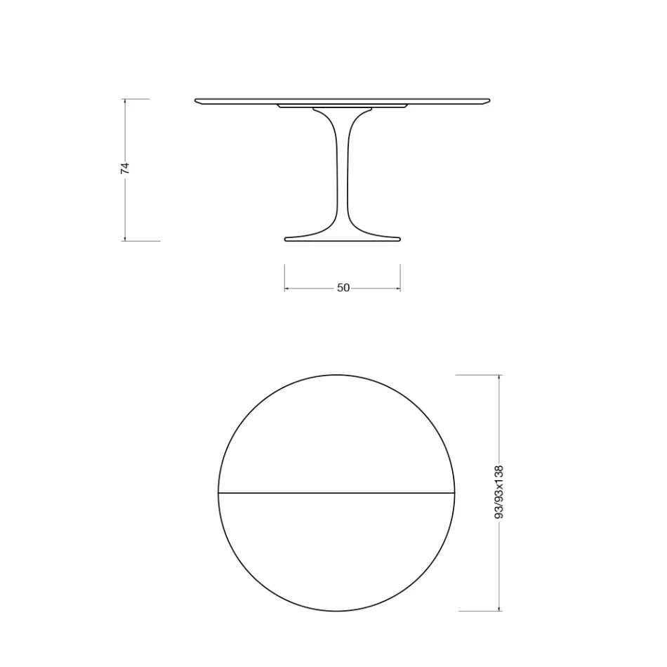 Mesa Tulipán Saarinen, 74 cm de altura, extensible, en laminado líquido blanco, fabricada en Italia - Scarlet Viadurini