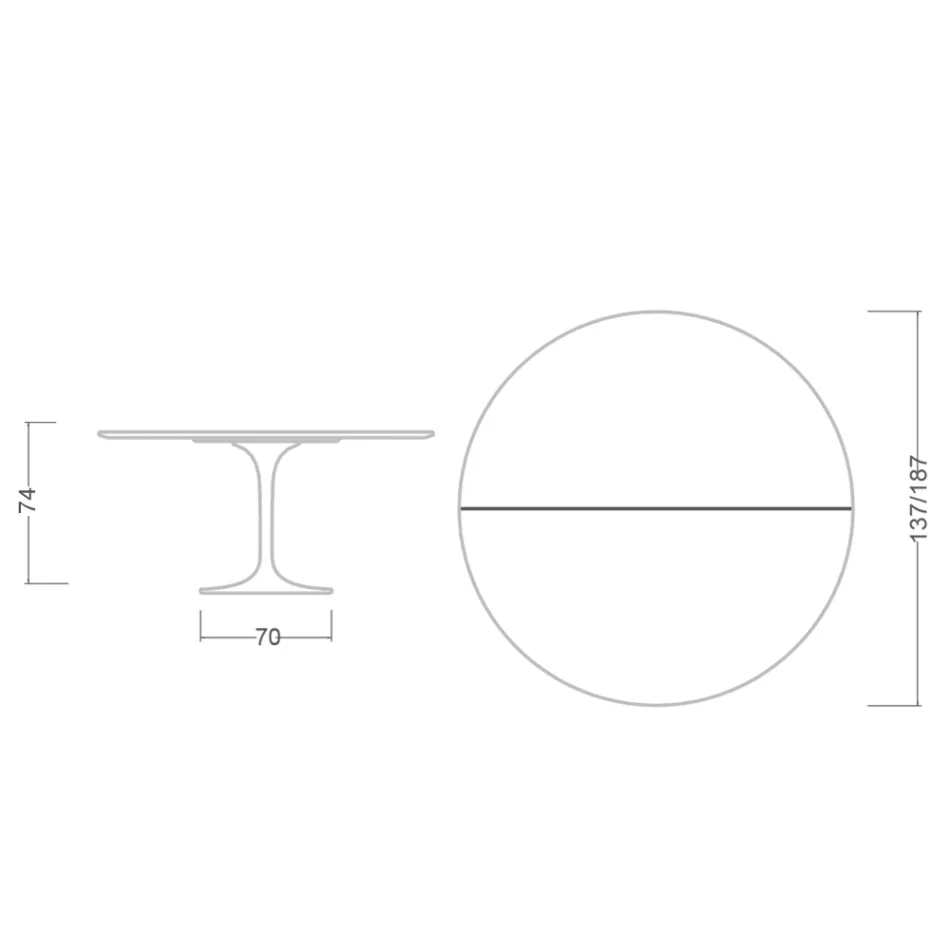 Mesa Saarinen Tulip H 74 Extensible en Laminado Líquido Negro Made in Italy - Escarlata Viadurini