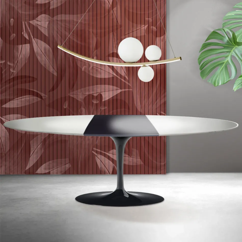 Mesa Tulipán Saarinen, 74 cm de altura, extensible, en cerámica Florim blanca - Escarlata Viadurini