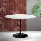 Mesa Tulipán Saarinen, 74 cm de altura, en cerámica Florim blanca mate - Escarlata Viadurini