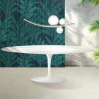 Mesa Tulipán de Saarinen, 74 cm de altura, en cerámica Florim Calacatta Gold Gloss - Escarlata Viadurini