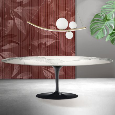 Mesa Saarinen Tulip H 74 cm en Matt Florim Statuario Ceramica - Escarlata Viadurini