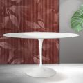 Mesa Tulip Saarinen H 74 cm Redonda en Cerámica Florim Blanca - Escarlata
