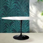 Mesa Tulipán Saarinen, redonda, 74 cm de altura, en cerámica Florim, blanco brillante - Escarlata Viadurini