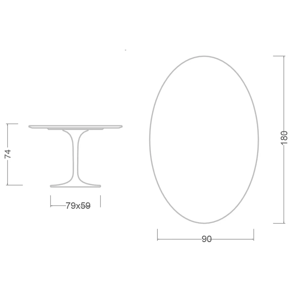 Mesa Tulip Saarinen H 74 Ovalada en Mármol de Carrara Statuarietto Made in Italy - Escarlata Viadurini
