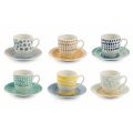 Tazas de café con platillo en porcelana de colores 12 piezas - Telón de fondo