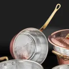 Sartén cónica de cobre estañado a mano y mango Made in Italy 19 cm - Mariassunta Viadurini