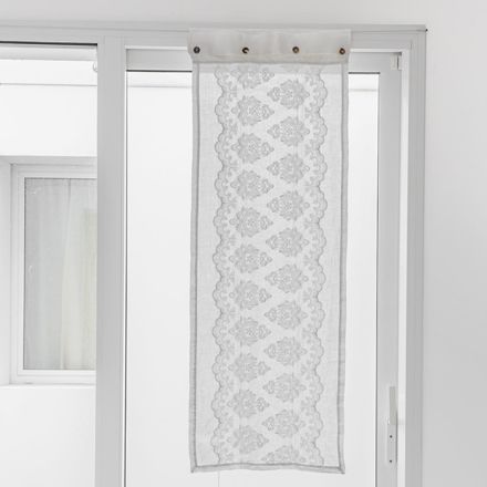 Cortina de cristal blanca de lino claro con bordado gótico de algodón - Gegia Viadurini