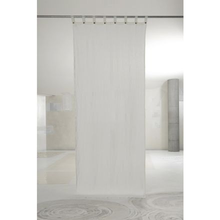 Cortina blanca de lino ligero con botones de diseño de lujo italiano - Geogeo Viadurini