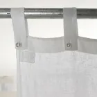 Cortina de Lino Blanco y Claro con Elegante Diseño de Encaje Central - Geogeo Viadurini