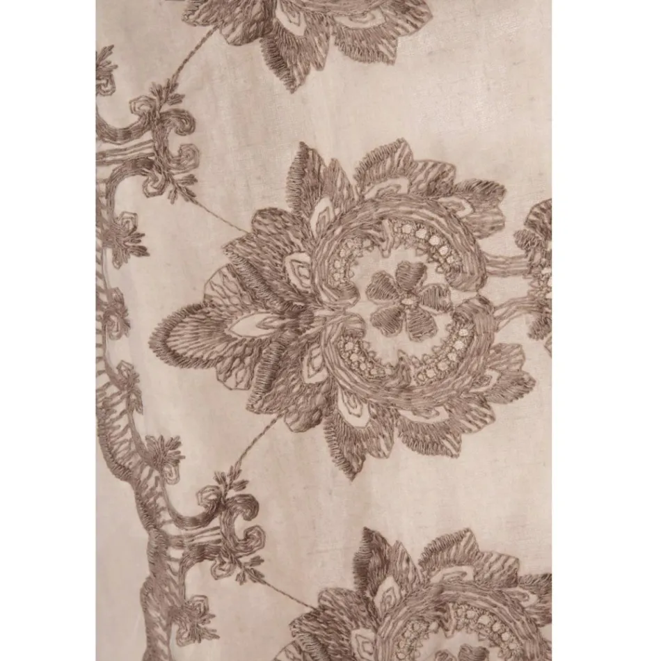 Cortina de lino claro con organza y bordado gótico en el Centro de Lujo - Marinella Viadurini