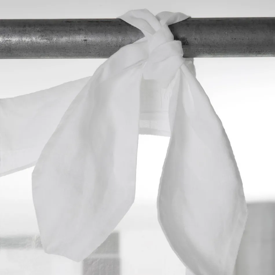 Cortina de Lino y Organza Blanca con Elegante Bordado de Diseño Italiano - Oceanomare Viadurini